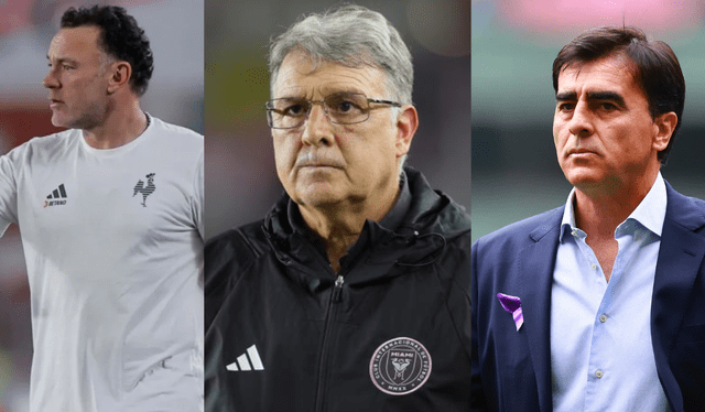 Gabriel Milito, Gerardo Martino y Gustavo Quinteros. Foto: Composición LR/ USA TODAY Sports/ Difusión Gabriel Milito, Gerardo Martino y Gustavo Quinteros. Foto: Composición LR/ USA TODAY Sports/ Difusión