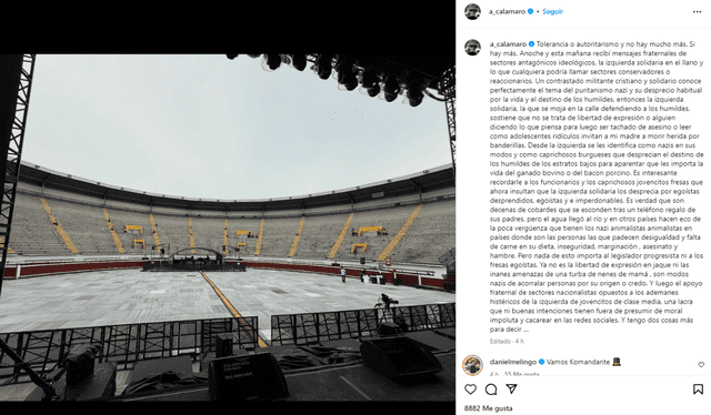 Mensaje de Andrés Calamaro en redes sociales: a_calamaro/ Instagram<br> Mensaje de Andrés Calamaro en redes sociales: a_calamaro/ Instagram<br>