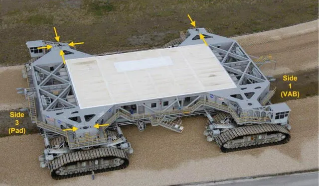 El Crawler-Transporter 2 mide 39,9 m de largo por 34,7 de ancho. Foto: NASA El Crawler-Transporter 2 mide 39,9 m de largo por 34,7 de ancho. Foto: NASA