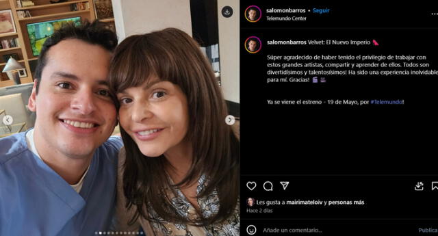 En ‘Velvet’, Barrós interpreta a un enfermero que cuida a la madre de la protagonista. Foto: Instagram En ‘Velvet’, Barrós interpreta a un enfermero que cuida a la madre de la protagonista. Foto: Instagram