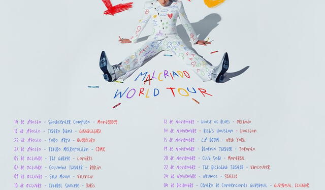 Países confirmados para el concierto de Lasso. Foto: Instagram   
