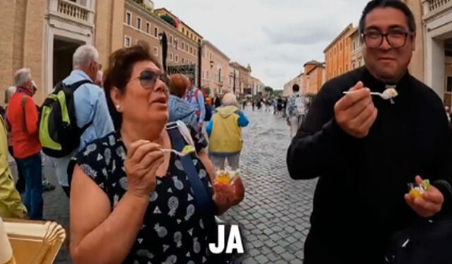  Un sacerdote que nunca había probado la causa peruana quedó encantado y solo atinó a decir: “Con razón tienen la mejor gastronomía” Foto: TikTok/ @mario_colomina   