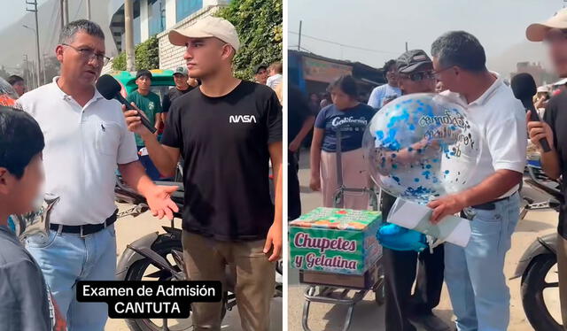  El hombre se emocionó al ver que su padre y el resto de su familia lo acompañó para rendir su examen de admisión. Foto: composición LR/ TikTok / @@tio_confe   