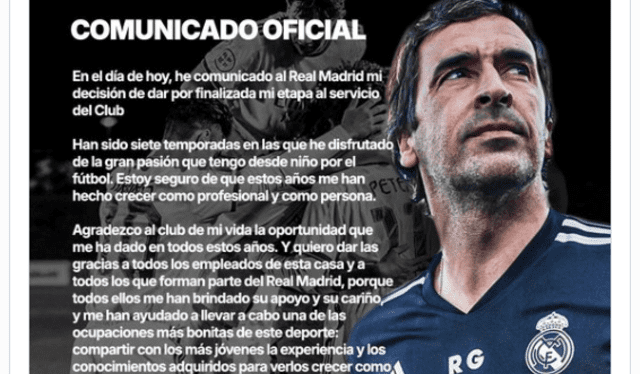 Comunicado de Raúl González Foto: X    