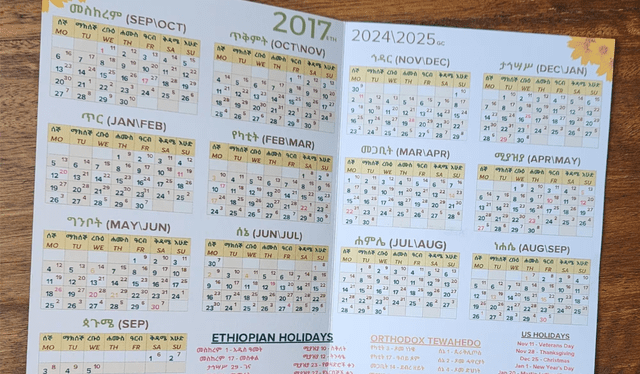  El calendario de Etiopía. Foto: Etsy   