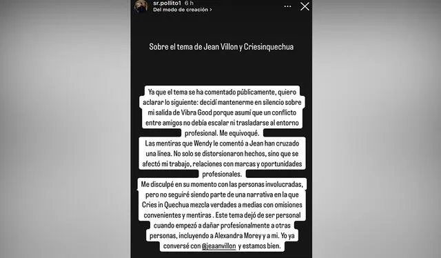  "Se afectó mi trabajo", resaltó influencer en sus redes sociales. Foto: Sr. Pollito/ Instagram   
