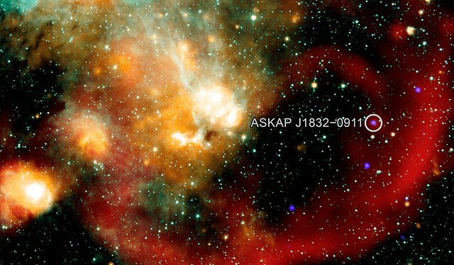 Imagen de campo amplio de ASKAP J1832 en rayos X. Foto: Ziteng Wang/NASA Imagen de campo amplio de ASKAP J1832 en rayos X. Foto: Ziteng Wang/NASA