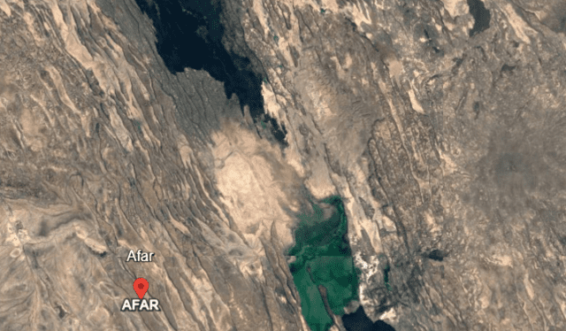 La zona del rift de Afar en África. Foto: Google Earth La zona del rift de Afar en África. Foto: Google Earth