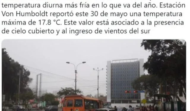 Esto dijo el Senamhi en sus redes sociales Foto: X   