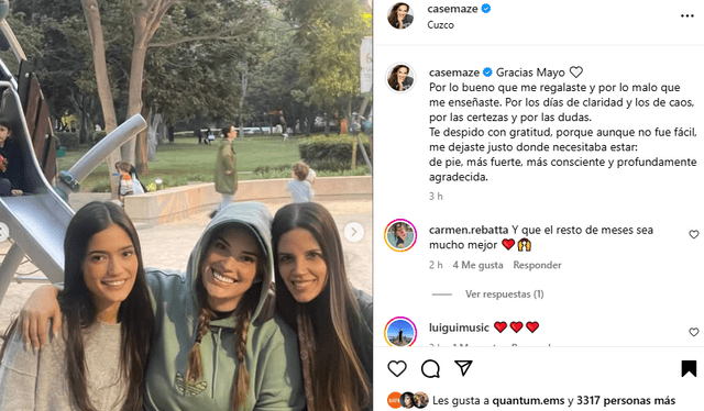 Mensaje de Cassandra Sánchez. Foto: captura/Instagram   