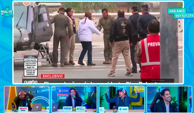 Unas imágenes de Cuarto Poder revelaron a Dina Boluarte llegando en helicóptero a Palacio de Gobierno el día de su cumpleaños. Foto: YouTube/ Carlos Orozco Unas imágenes de Cuarto Poder revelaron a Dina Boluarte llegando en helicóptero a Palacio de Gobierno el día de su cumpleaños. Foto: YouTube/ Carlos Orozco