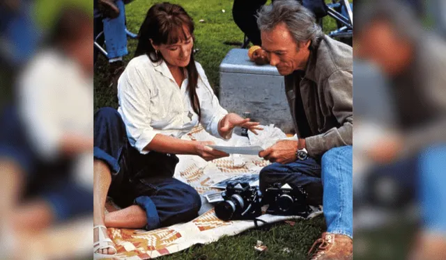  Meryl Streep y Clint Eastwood durante el rodaje de 'Los puentes de Madison'. Foto: Fotogramas/ Facebook   