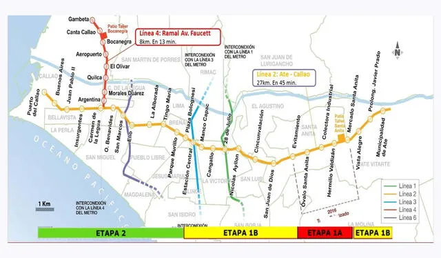 La Línea 2 se extenderá desde Ate hasta el Puerto del Callao. Foto: Andina La Línea 2 se extenderá desde Ate hasta el Puerto del Callao. Foto: Andina