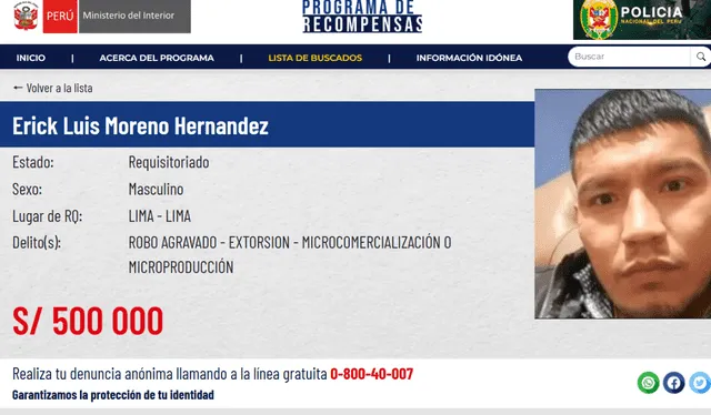 Programa de recompensas del Ministerio del Interior. Programa de recompensas del Ministerio del Interior.