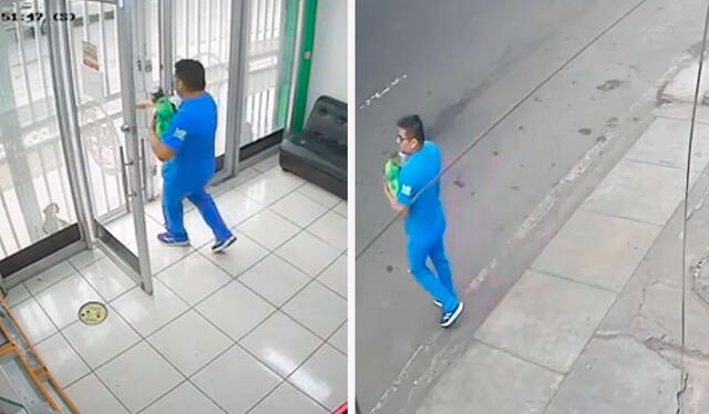 El veterinario tomó la vía con el suero con una mano y con la otra cargó al pequeño peludito enfermito. Foto: composición LR/ TikTok / @don_perro El veterinario tomó la vía con el suero con una mano y con la otra cargó al pequeño peludito enfermito. Foto: composición LR/ TikTok / @don_perro