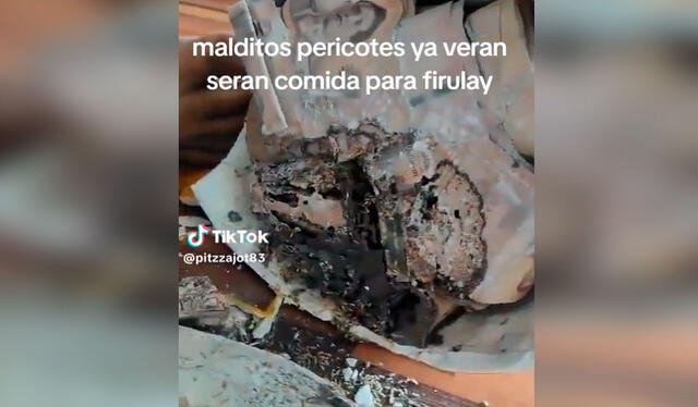 Desafortunadamente, los ratones se habían comido los billetes de 100, 50, 20 y 10 soles. Foto: composición LR/ TikTok/ @alexccalle39 Desafortunadamente, los ratones se habían comido los billetes de 100, 50, 20 y 10 soles. Foto: composición LR/ TikTok/ @alexccalle39