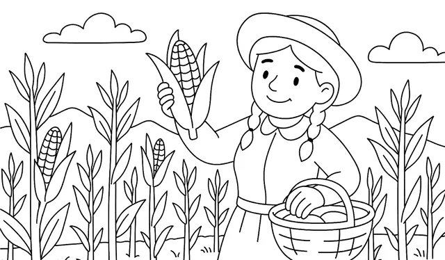 Imagen para colorear por el Día del Campesino. Imagen para colorear por el Día del Campesino.