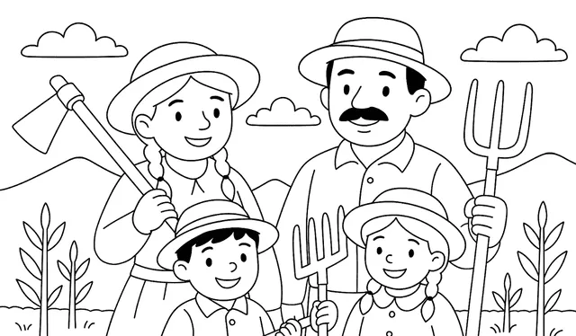 Imagen para colorear por el Día del Campesino. Imagen para colorear por el Día del Campesino.