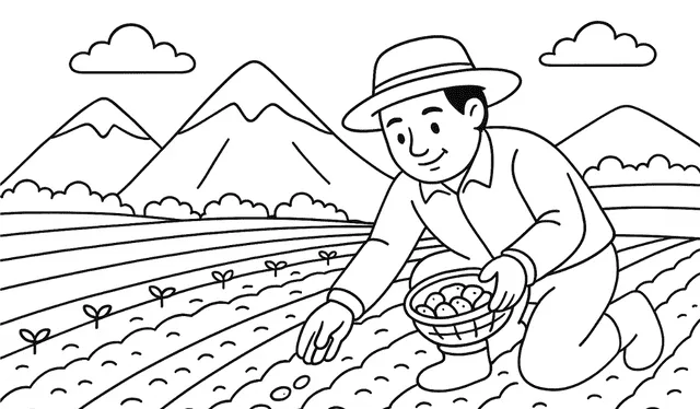 Imagen para colorear por el Día del Campesino. Imagen para colorear por el Día del Campesino.