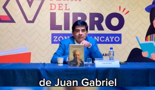 El exburgomaestre trataba de explicar sus ideas, pero no lograba conectar con el público en la Feria del Libro de Huancayo. Foto: TikTok El exburgomaestre trataba de explicar sus ideas, pero no lograba conectar con el público en la Feria del Libro de Huancayo. Foto: TikTok