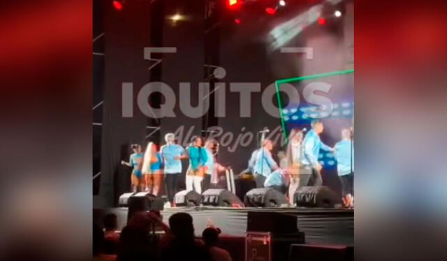  La enorme pantalla se desprendió durante la presentación de La Banda de Shilcayo. Foto: composición LR/ Facebook / Iquitos al Rojo Vivo   
