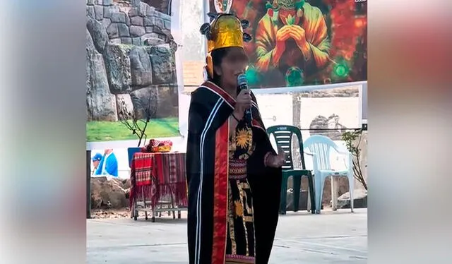  La escolar sorprendió por su dominio del quechua en plena actuación del Inti Raymi. Foto: composición LR/ TikTok/ @orbitatvnoticias   