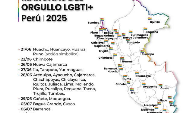  Recorrido oficial de la Marcha del Orgullo 2025 en Perú. Foto: MarchaOrgulloPer en Instagram 