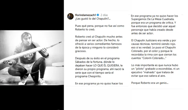  Texto compartido por la actriz en redes sociales. Foto: florindamezach1/ Instagram<br><br>    