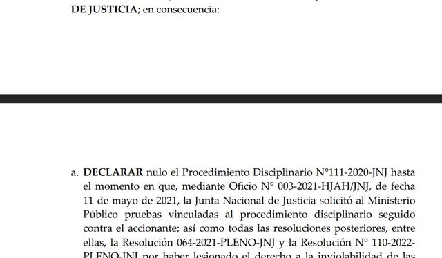 Resolución judicial que reincorpora al Poder Judicial al juez Hugo Velásquez Zavaleta   