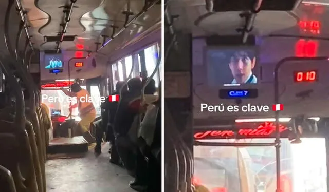 Incluso, el chofer peruano apagó las luces del bus para crear un ambiente de cine. Foto: composición LR/ TikTok/ @mayagaa Incluso, el chofer peruano apagó las luces del bus para crear un ambiente de cine. Foto: composición LR/ TikTok/ @mayagaa