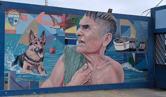  El legado de don Llenque y su fiel amigo Atton inmortalizado en un mural cerca al Óvalo del Pescador. Créditos: Emmanuel Moreno / La República.<br><br>    