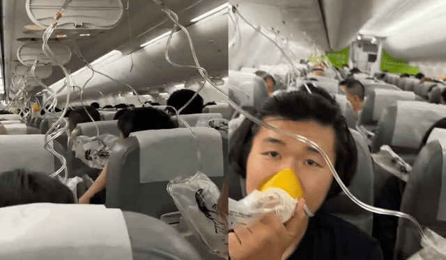  Las mascarillas de oxígeno cayeron del techo. Foto: Composición LR/X   