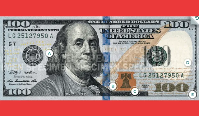 Características de seguridad del billete de $100 Características de seguridad del billete de $100
