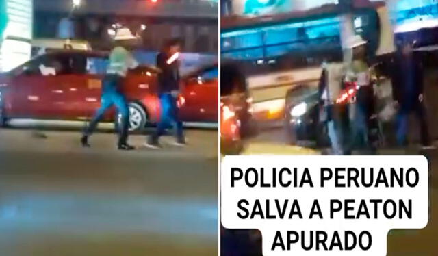 El policía, sin dudarlo, se abalanzó sobre el peatón que pretendía cruzar la Panamericana Norte. Foto: composición LR/ TikTok/ @jhorjhon4 El policía, sin dudarlo, se abalanzó sobre el peatón que pretendía cruzar la Panamericana Norte. Foto: composición LR/ TikTok/ @jhorjhon4