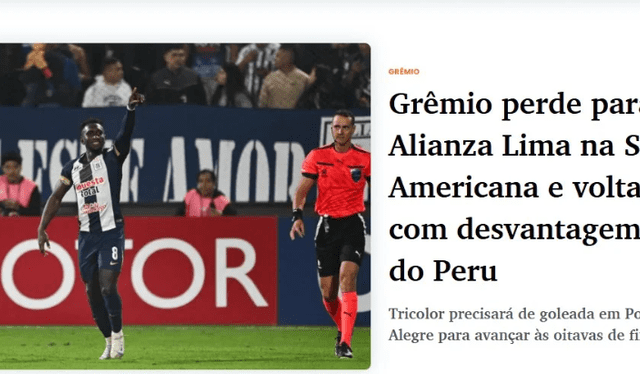 Diario Gaúcho destaca triunfo de Alianza Lima. Foto: Diario Gaúcho Diario Gaúcho destaca triunfo de Alianza Lima. Foto: Diario Gaúcho