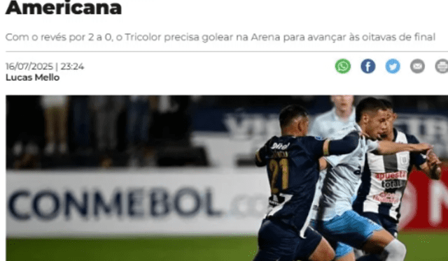 Correi do Povo lanza fuertes críticas contra el pésimo juego de Gremio en Lima. Foto: Correi do Povo Correi do Povo lanza fuertes críticas contra el pésimo juego de Gremio en Lima. Foto: Correi do Povo