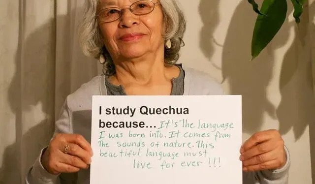  Trad: Estudio quechua porque es el lenguaje con el que nací. Viene de la naturaleza. Esta lengua debe vivir por siempre. Foto: Quechua Collective