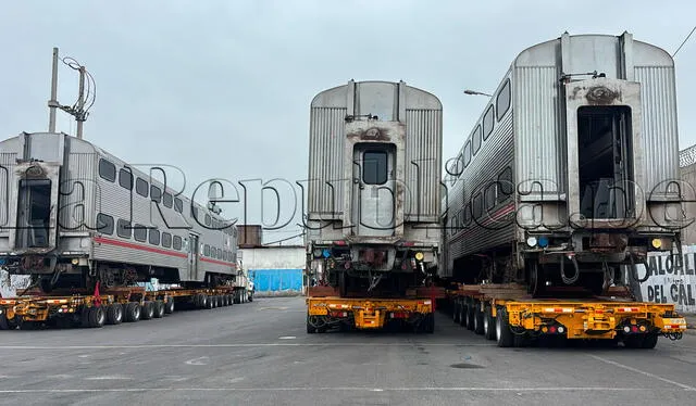 Coches del tren de Rafael López Aliaga en Callao que fueron dados de baja en EE.UU. luego de más de 40 años. Créditos: Grecia Infante / La República Coches del tren de Rafael López Aliaga en Callao que fueron dados de baja en EE.UU. luego de más de 40 años. Créditos: Grecia Infante / La República