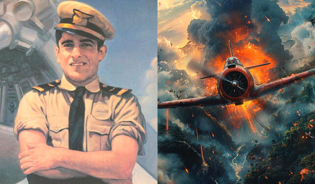 José A. Quiñones estrelló su avión contra una base enemiga para apoyar a sus compañeros. Foto: composición LR / FAP / Veteranos Perú   