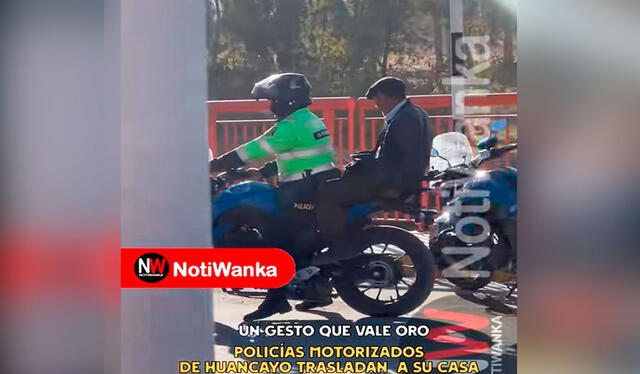  El anciano, que lucía cansado y usaba un bastón, fue asistido por los efectivos para ser trasladado a su hogar. Foto: composición LR/ TikTok / @noti.wanka.oficial   