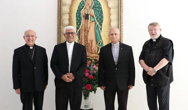 2018: El cardenal Pedro Barreto y los obispos Miguel Cabrejos, Robert Prevost y Norbert Strotmann escucharon a las víctimas por primera vez. Foto: archivo   