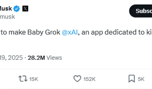 La publicación de Elon Musk sobre la nueva herramienta para niños Foto: X   