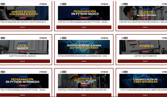 Estos son algunos de los 50 cursos que ofrece la UNI. Foto: UNI Estos son algunos de los 50 cursos que ofrece la UNI. Foto: UNI