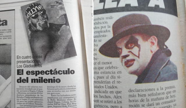  La vez que un falso Hulk Hogan llegó al Perú junto a otros 'Gladiadores'. Foto: Difusión   