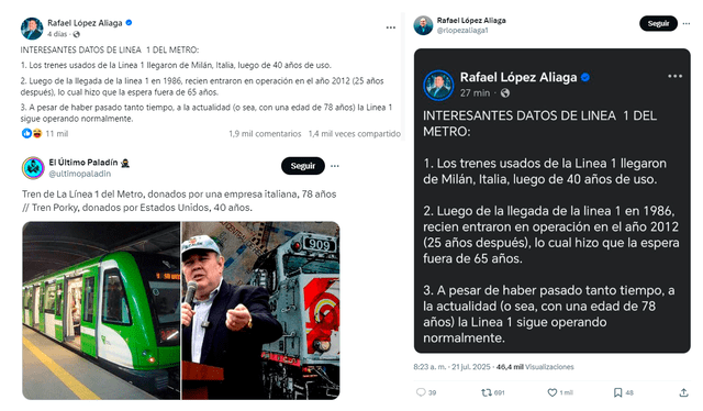 <em> Publicaciones desinformativas por las redes sociales de X y Facebook. Foto: composición LR/capturas de pantalla</em>   