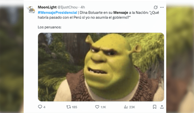 Los usuarios no tardaron en generar los más divertidos <em>memes </em>del mensaje de Dina Boluarte. Foto: composición LR/X Los usuarios no tardaron en generar los más divertidos <em>memes </em>del mensaje de Dina Boluarte. Foto: composición LR/X
