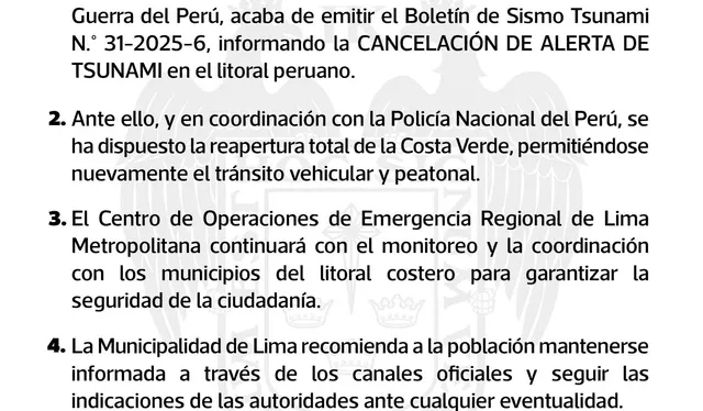 Comunicado de la MML. Foto: X/MML   