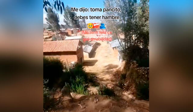  A pesar de su ajustada situación económica, el adulto mayor no dudó en obsequiarle un pan para el camino. Foto: composición LR/ TikTok/ @verano109   