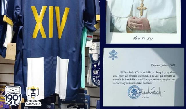  Tienda 1901 se pronunció sobre el envío de la camiseta personalizada al Papa León XIV.   