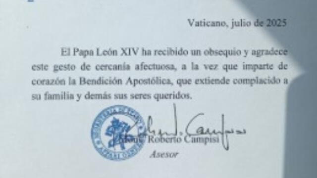  La carta del Vaticano en respuesta al noble gesto de la Tienda 1901. Foto Tienda 1901   